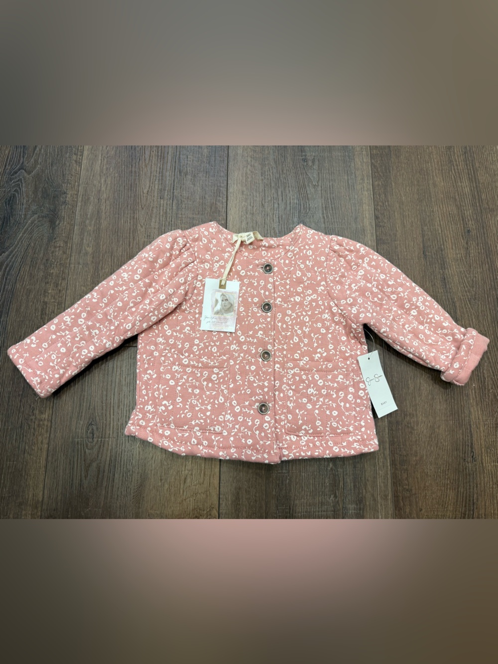 NWT Jessica Simpson 24 month pink white floral quilted jacket sweater